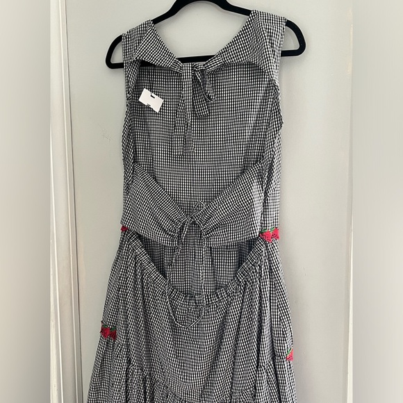NWT Neon Rose Gingham Midaxi Dress Black White Strawberry Embroidery Plus Size - Picture 13 of 14